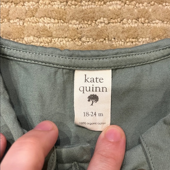 Kate Quinn Teal Button-Up Cotton Blouse with Lace - Picture 2 of 4